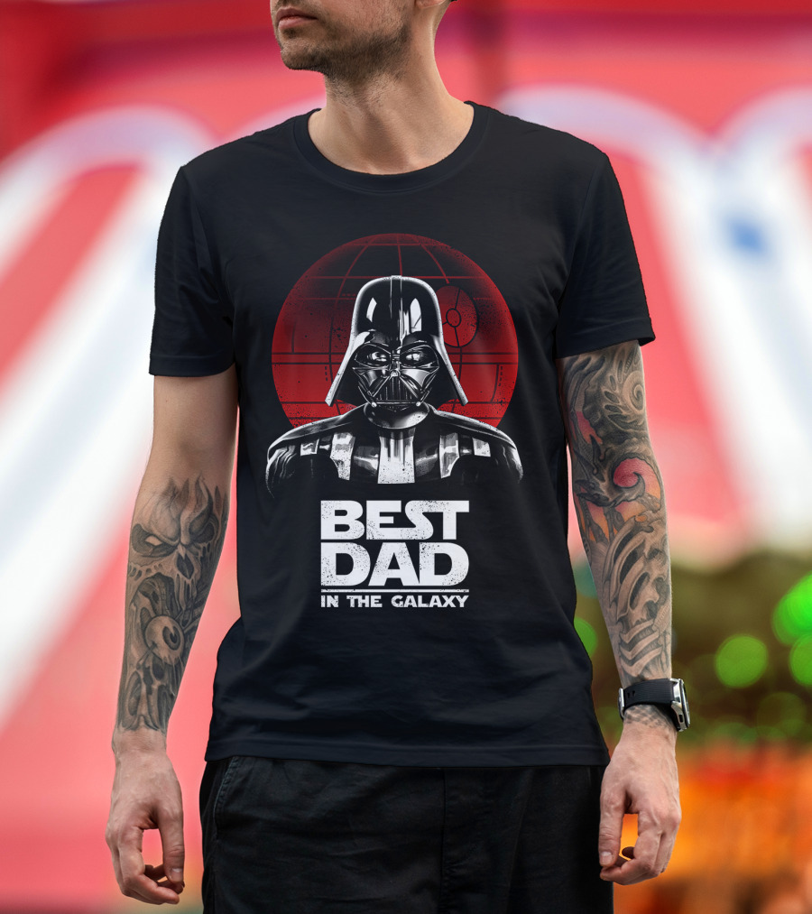 Best Dad in the Galaxy Father's Day Darth Vader Star Wars Death Star T-Shirt