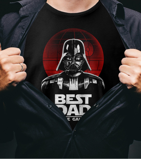 Best Dad In The Galaxy Father's Day Darth Vader Star Wars Death Star T-Shirt