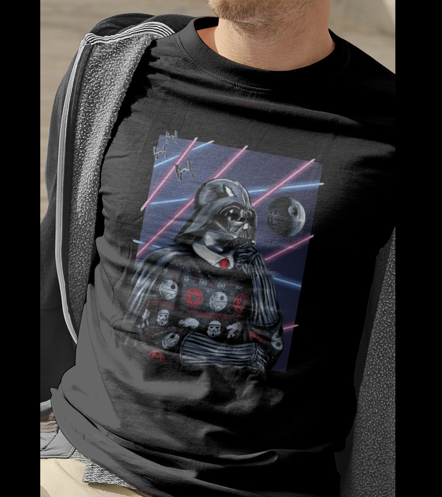 Celebrate Christmas Darth Vader Star Wars TIE Fighters Death Star Retro T-Shirt