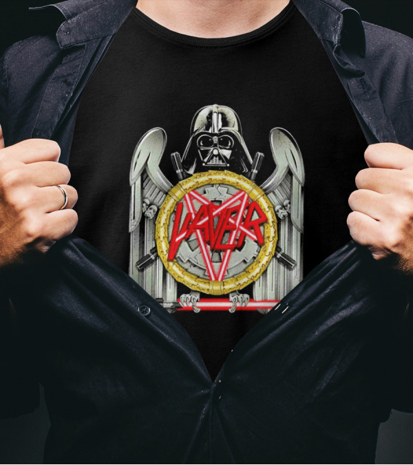 Darth Vader Slayer Dark Side Star Wars Logo Crossed Lightsabers T-Shirt