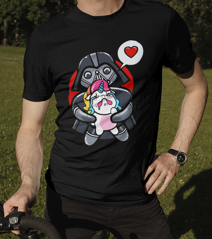 Hug Crying Unicorn Darth Vader Heart Speech Bubble Star Wars T-Shirt
