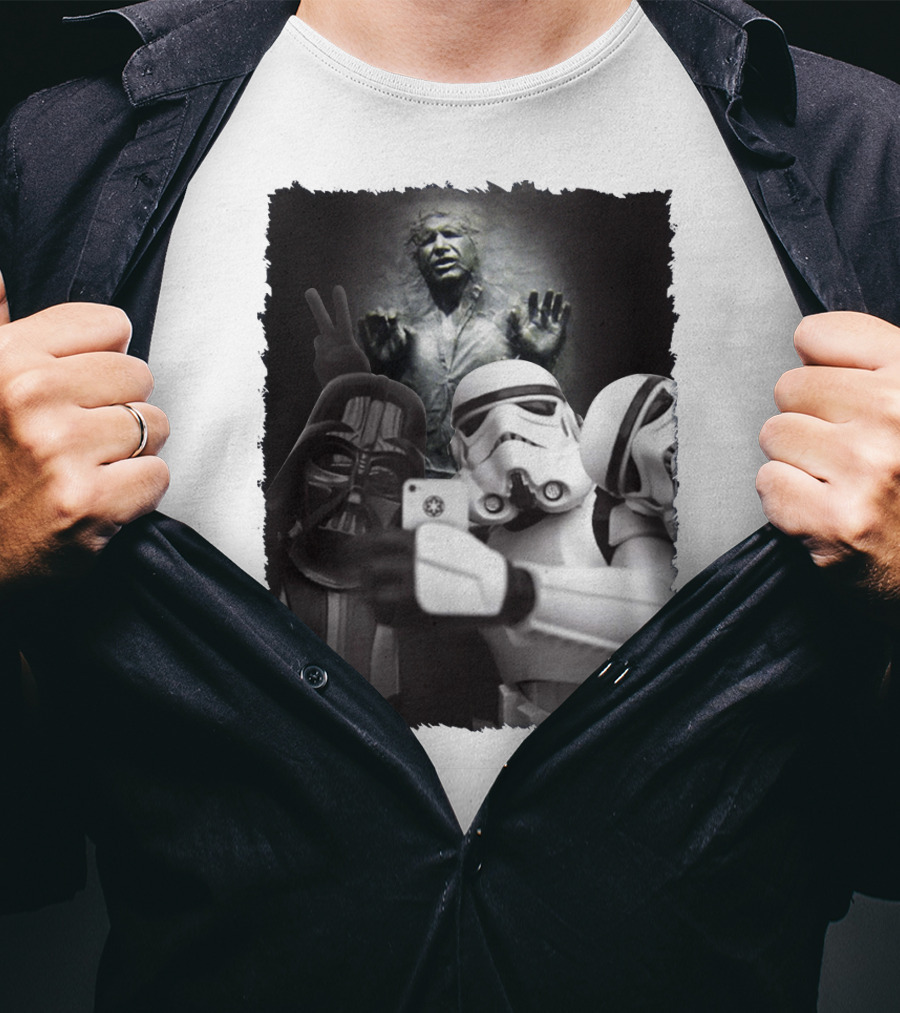 Selfie Together Darth Vader Stormtroopers Han Solo Frozen Star Wars T-Shirt