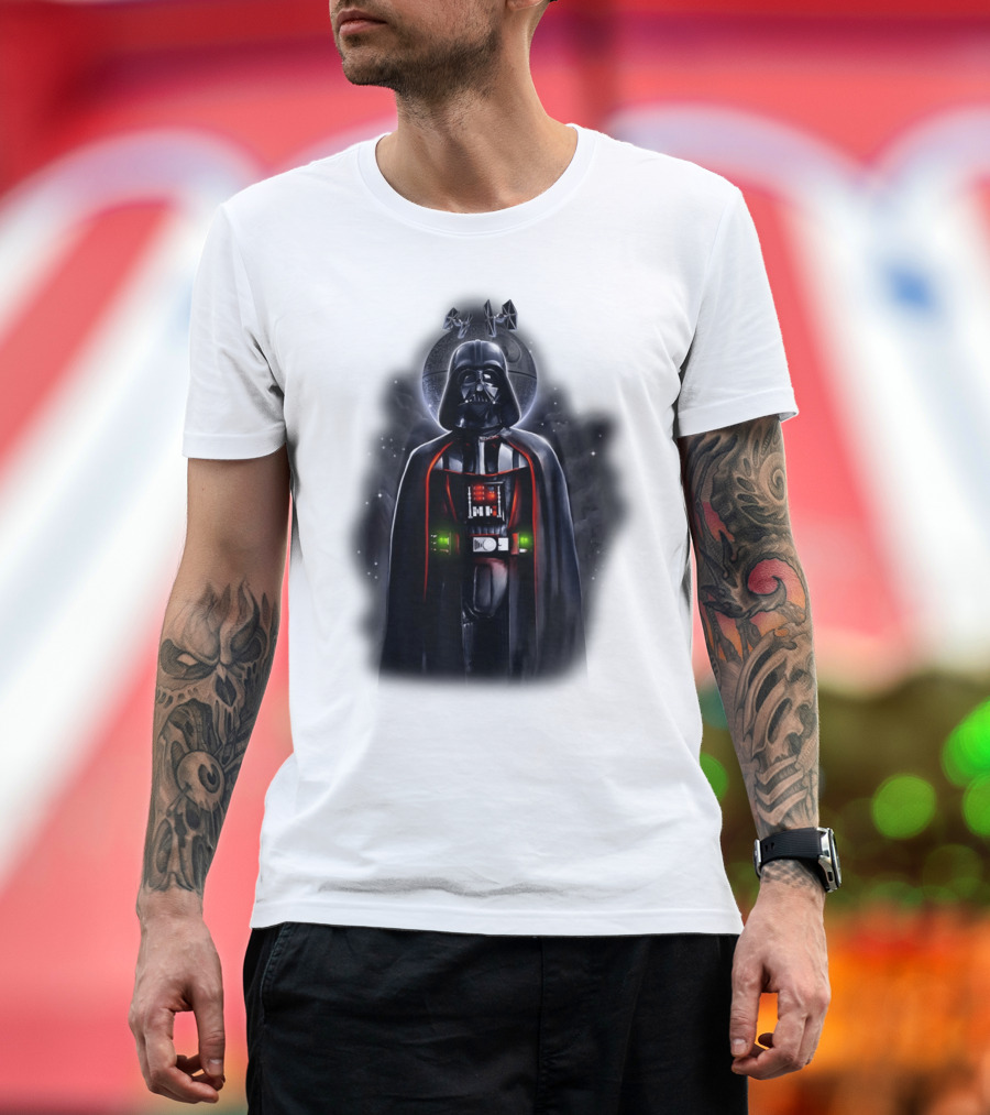Star Wars Darth Vader With Death Star And Signature T-Shirt