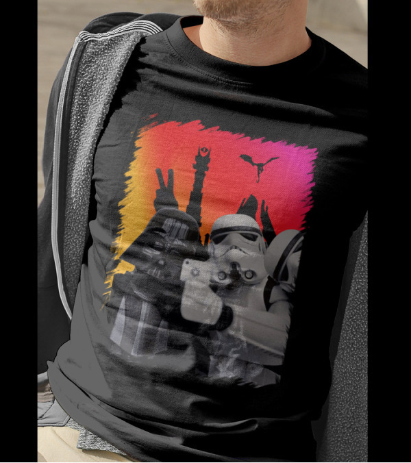 Darth Vader And Stormtroopers Taking Selfie In Mordor With Mount Doom And Sauron's Eye Star Wars Crossover T-Shirt
