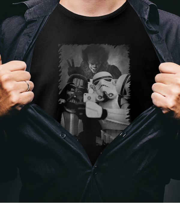 Darth Vader And Stormtrooper Selfie With Pennywise Star Wars Mashup T-Shirt