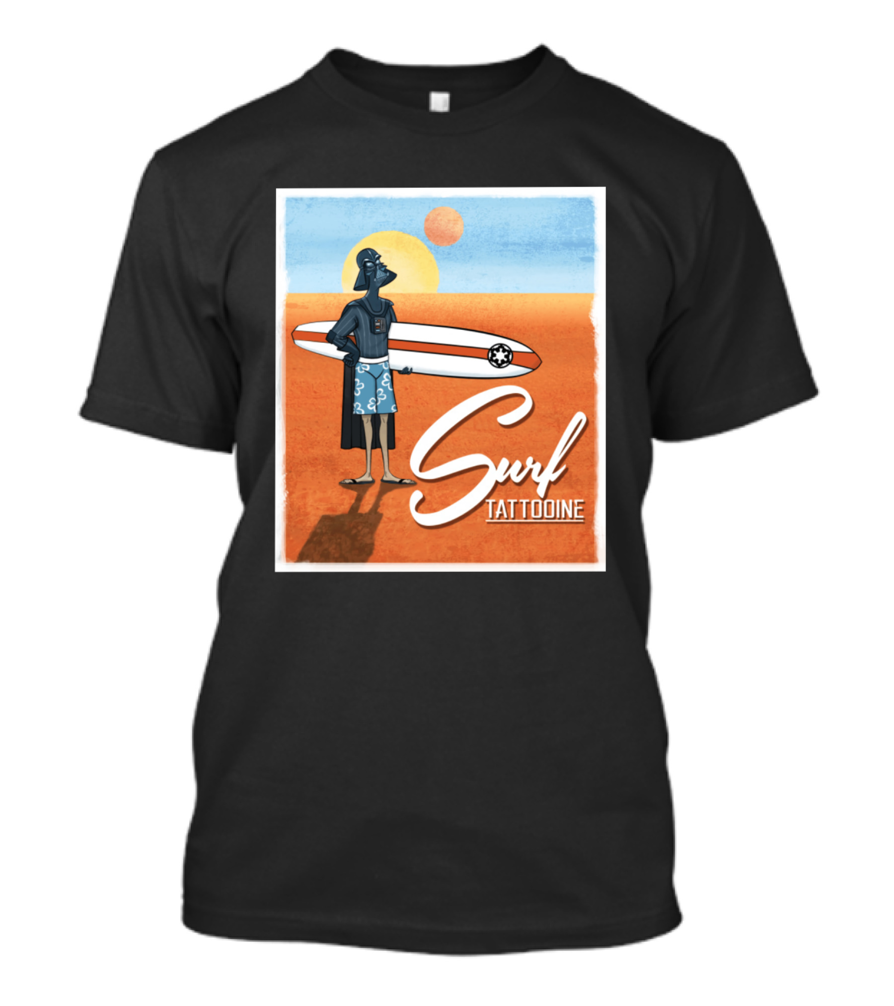 Surf Tatooine Darth Vader Star Wars Surfing Scene T-Shirt