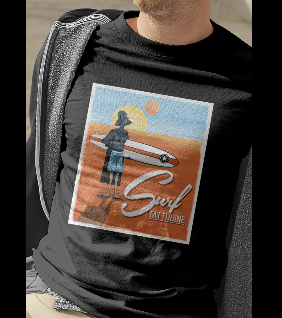 Surf Tatooine Darth Vader Star Wars Surfing Scene T-Shirt