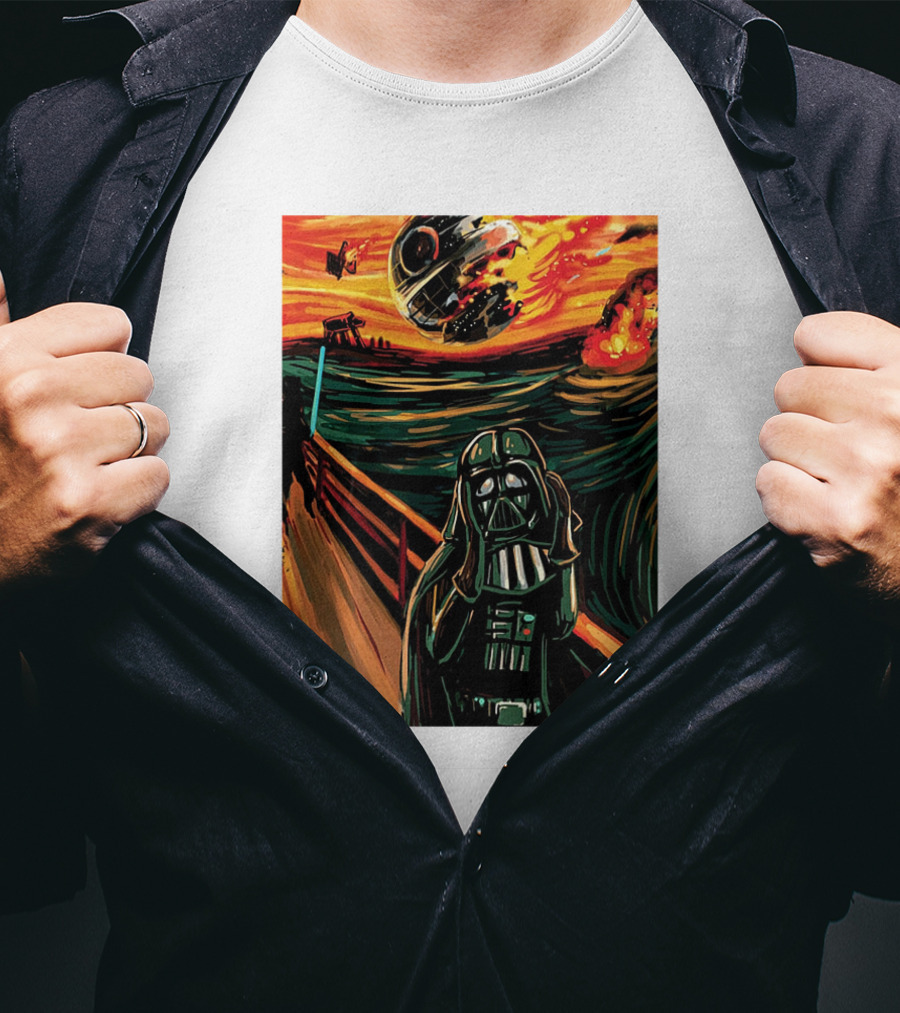 Darth Vader The Scream Star Wars Death Star Explosion Scene T-Shirt