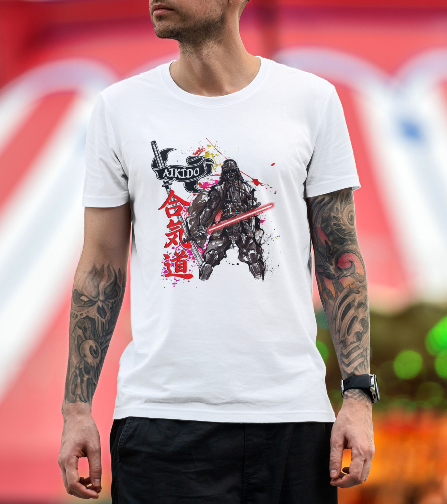 Aikido Samurai Darth Vader Star Wars Lightsaber Fusion T-Shirt