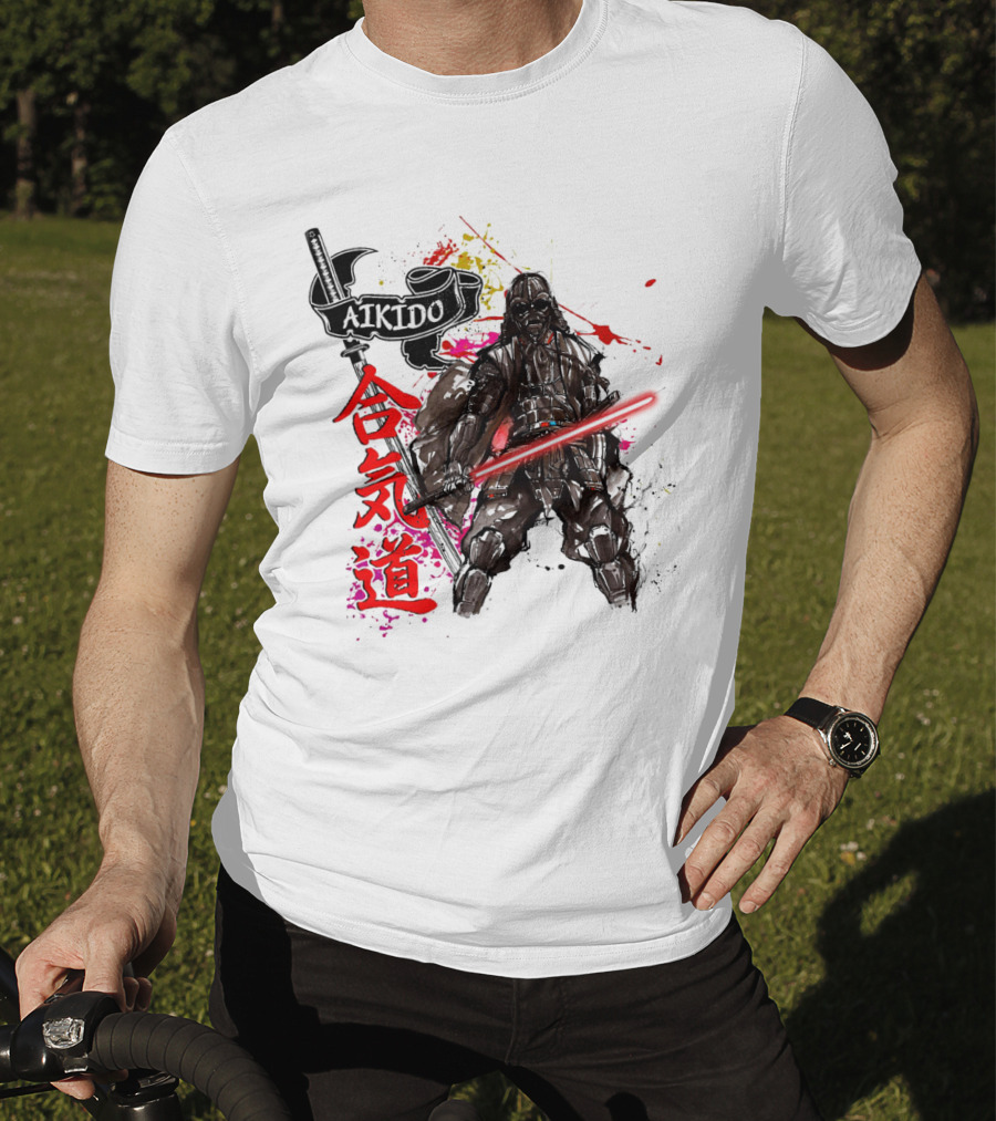 Aikido Samurai Darth Vader Star Wars Lightsaber Fusion T-Shirt