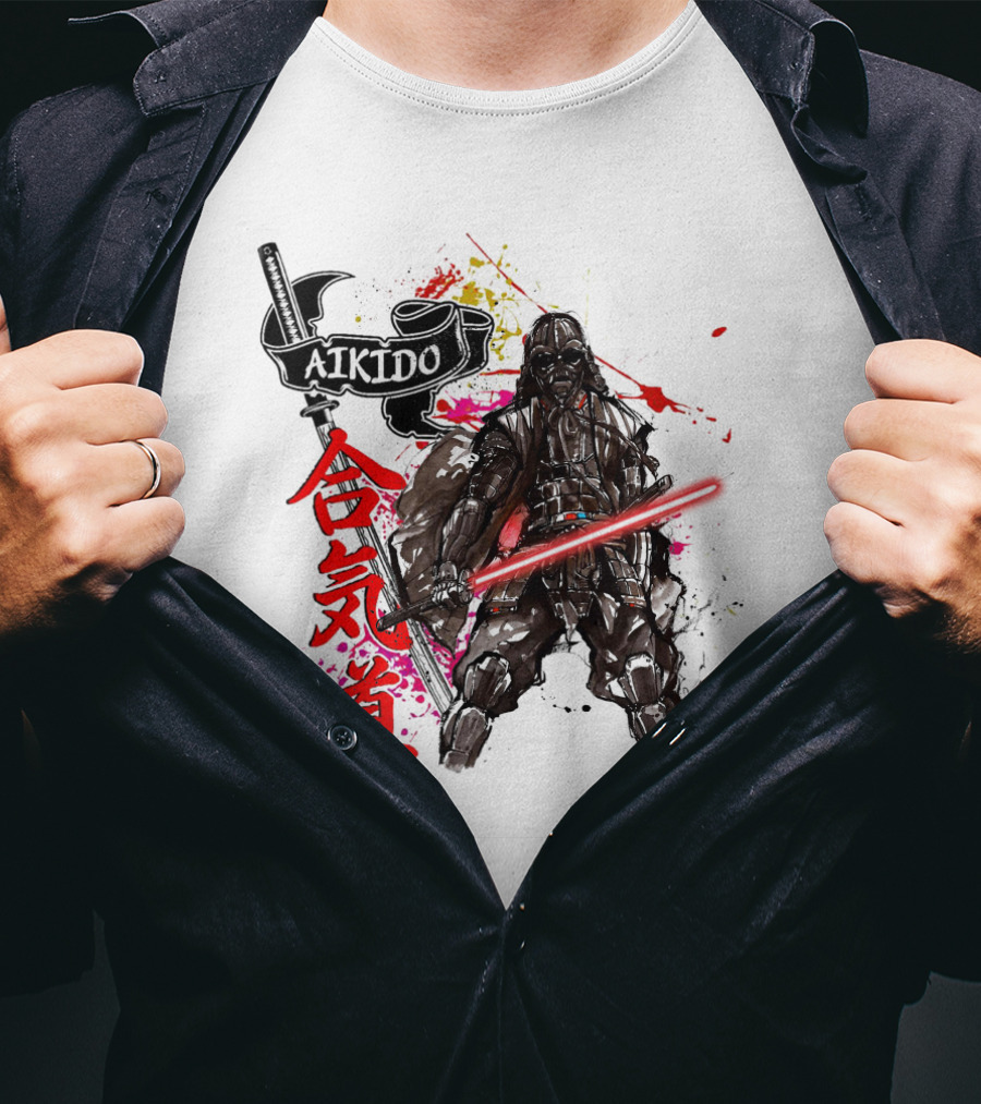 Aikido Samurai Darth Vader Star Wars Lightsaber Fusion T-Shirt