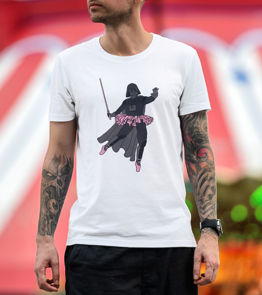 Star Wars Ballet Dancing Darth Vader Tutu Pink Lightsaber T-Shirt