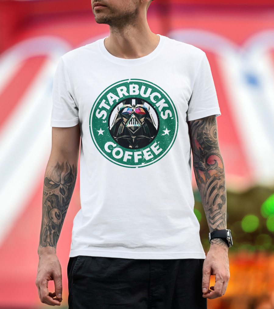 Starbucks Coffee Darth Vader Star Wars Logo Mashup T-Shirt