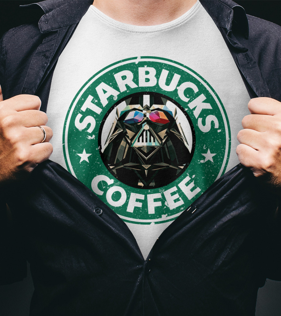 Starbucks Coffee Darth Vader Star Wars Logo Mashup T-Shirt