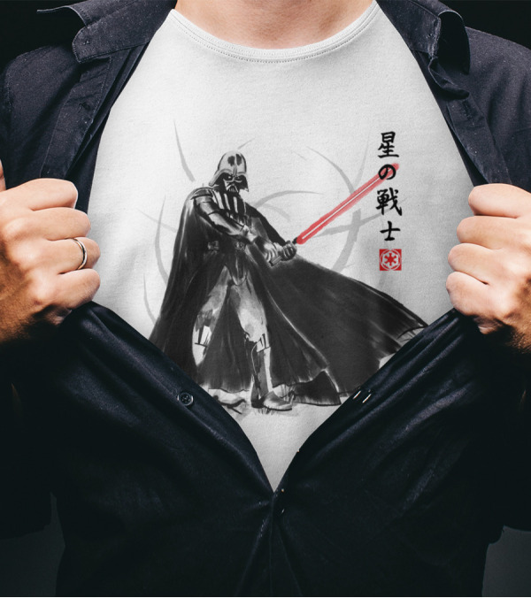 Vader Knight Sumie Japanese Style Darth Vader Star Wars Kanji Scene T-Shirt