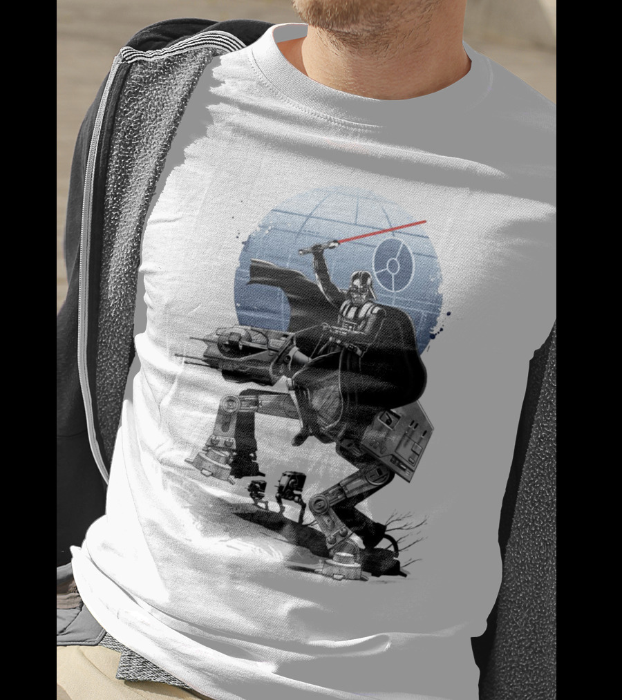 To The War Sumie Japanese Style Darth Vader On AT-AT Star Wars Death Star Background T-Shirt