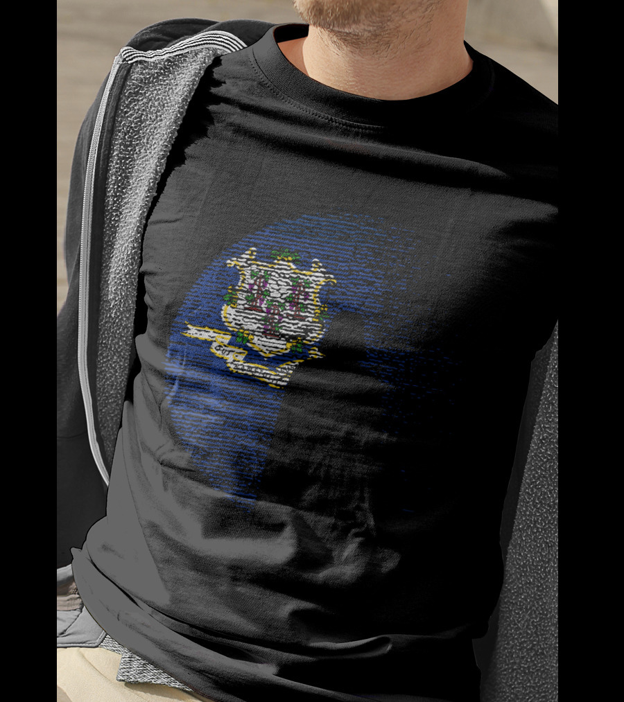 Connecticut State Flag Darth Vader Silhouette Death Star Icon Moon Star Wars T-Shirt