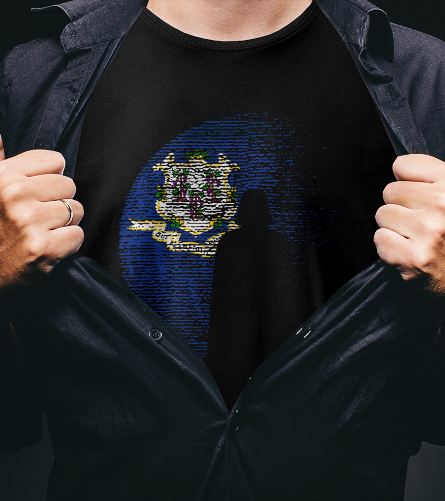 Connecticut State Flag Darth Vader Silhouette Death Star Icon Moon Star Wars T-Shirt