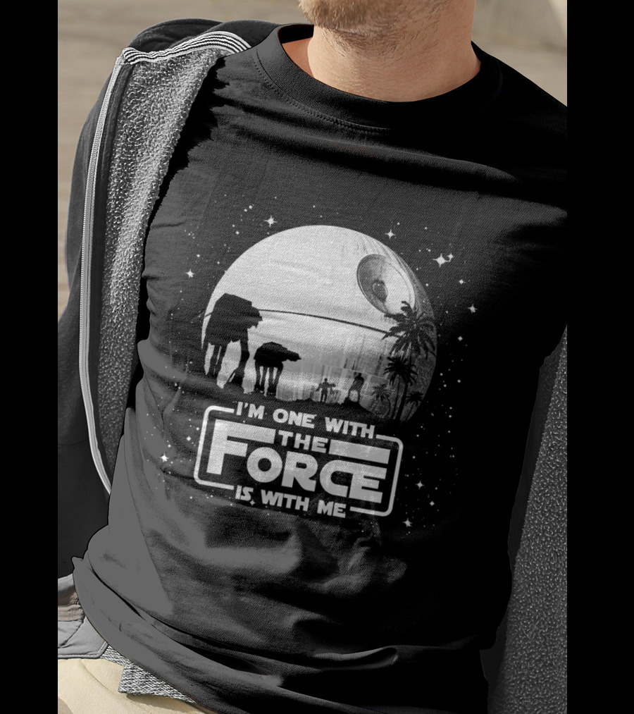 I'm One With The Force Is With Me Death Star Moon Star Wars T-Shirt