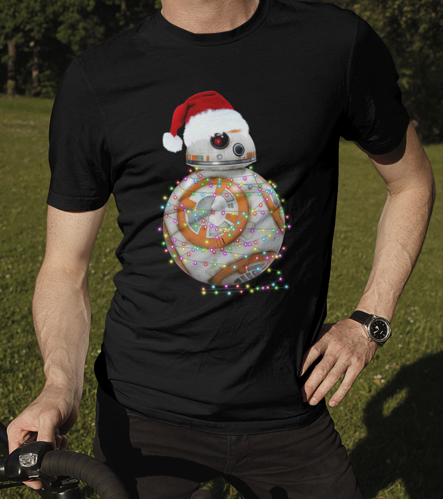BB-8 Christmas Lights Droids Star Wars Holiday Santa Hat T-Shirt