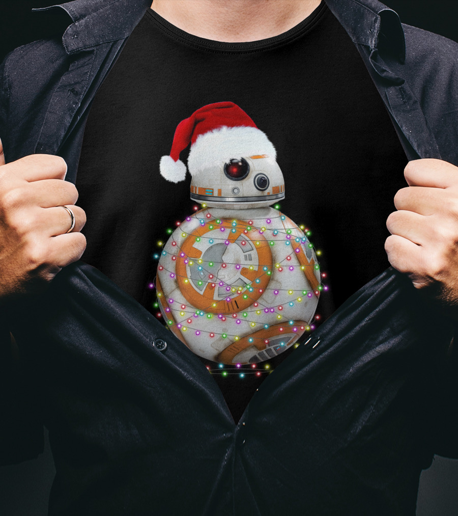 BB-8 Christmas Lights Droids Star Wars Holiday Santa Hat T-Shirt