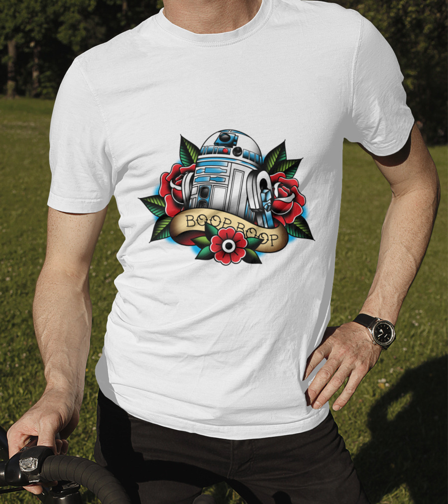 Boop Boop Floral R2 D2 Star Wars Roses Droids T-Shirt