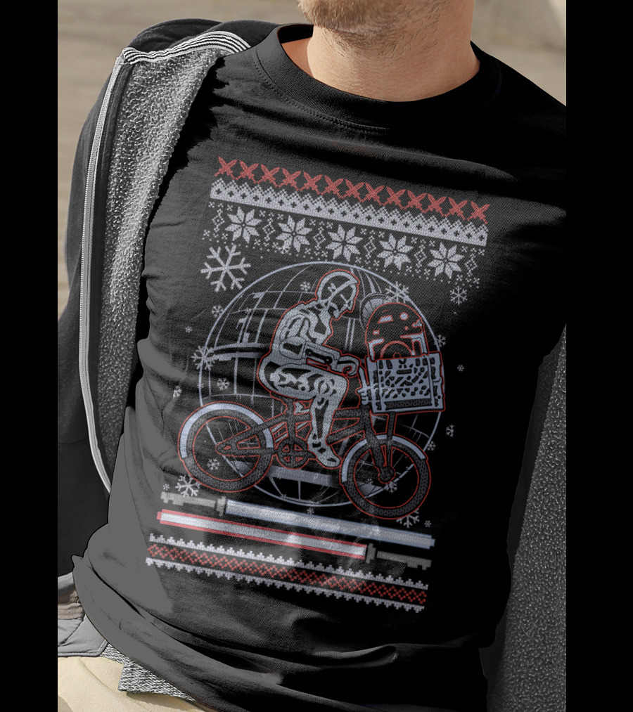 Star Wars ET Friends On Bicycle Christmas T-Shirt