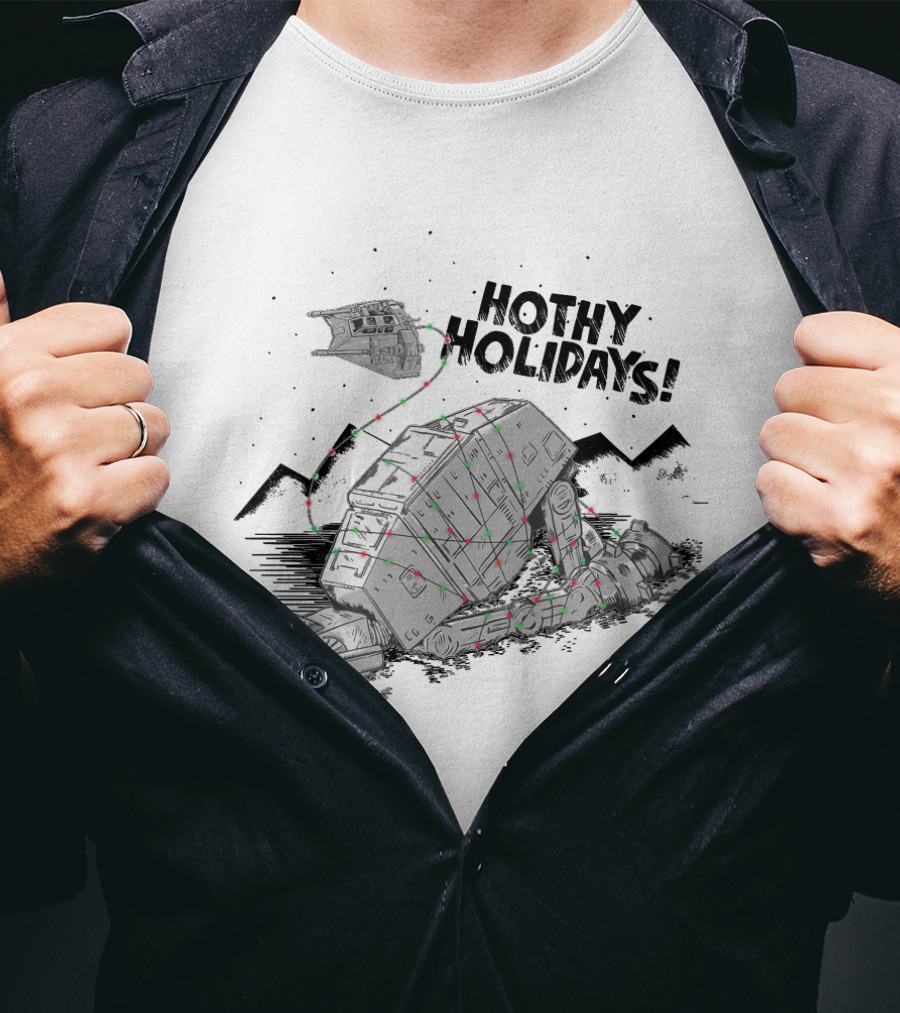 Hothy Holidays Star Wars AT-AT With Christmas Lights T-Shirt