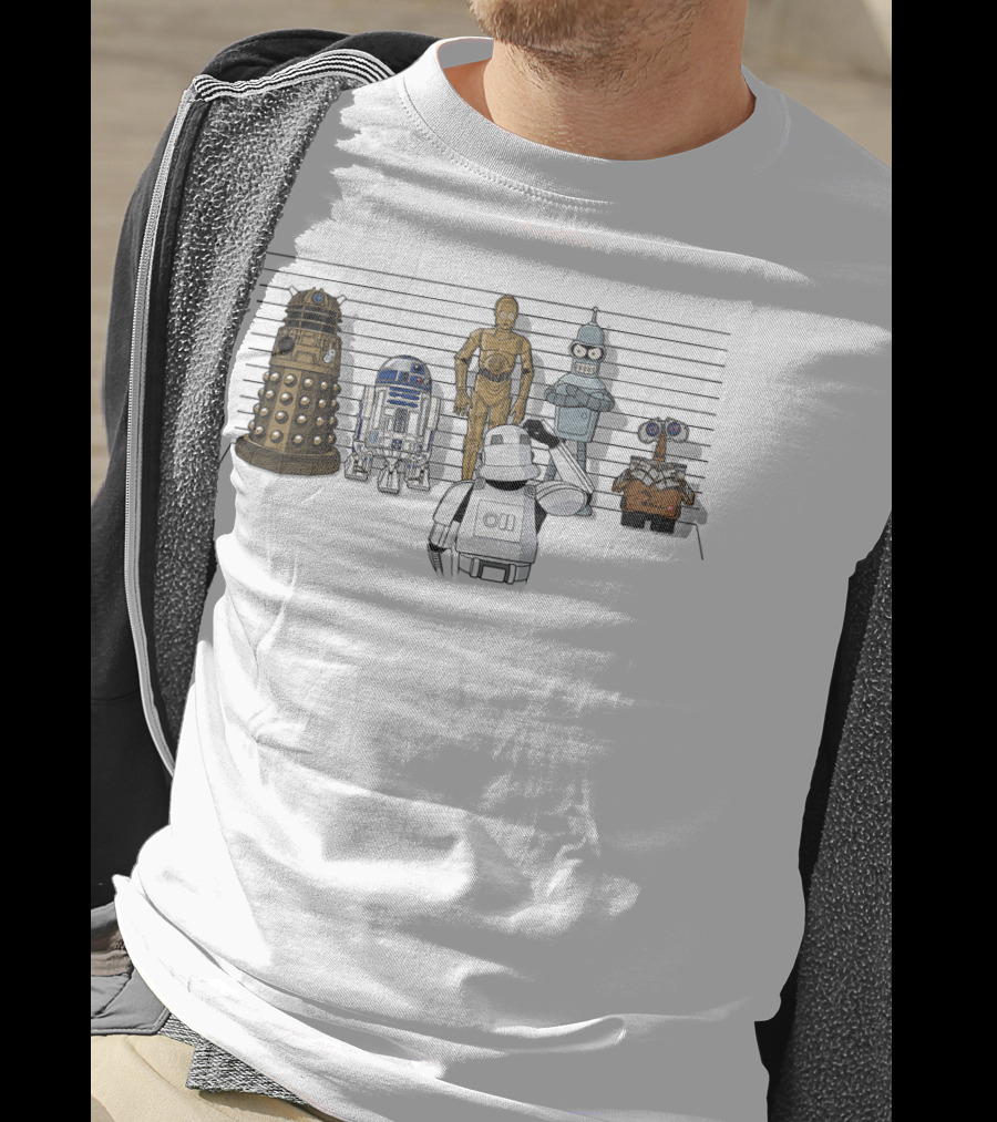 Not What You're Looking For Droids Star Wars Dalek R2D2 C3PO Bender Wall-E Robot Lineup T-Shirt