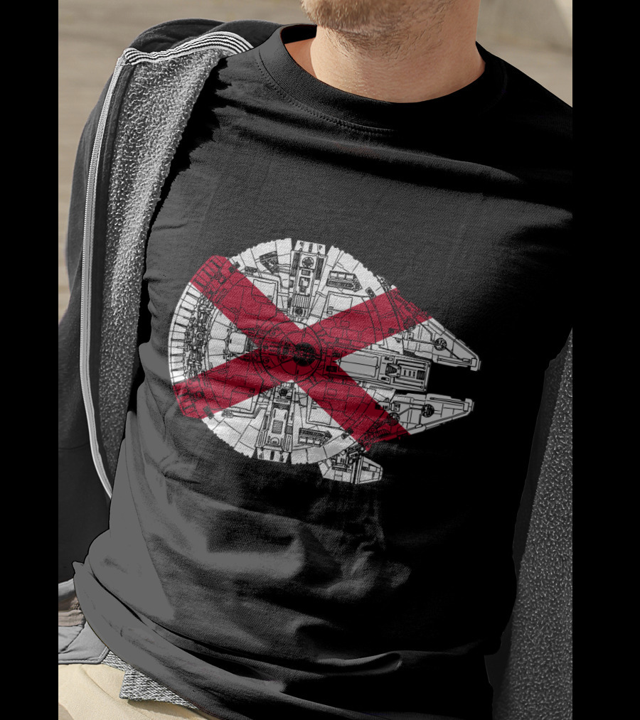 Alabama Flag Overlaid On The Millennium Falcon T-Shirt