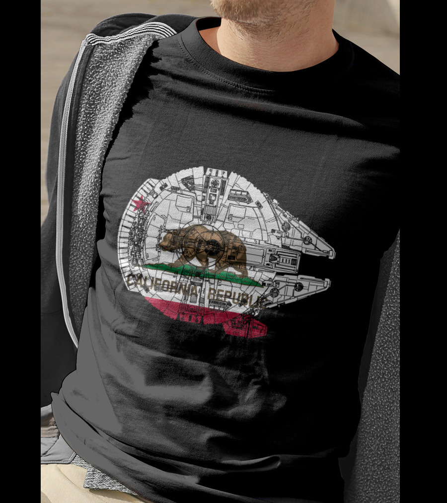 California Republic Bear And The Millennium Falcon Overlap T-Shirt