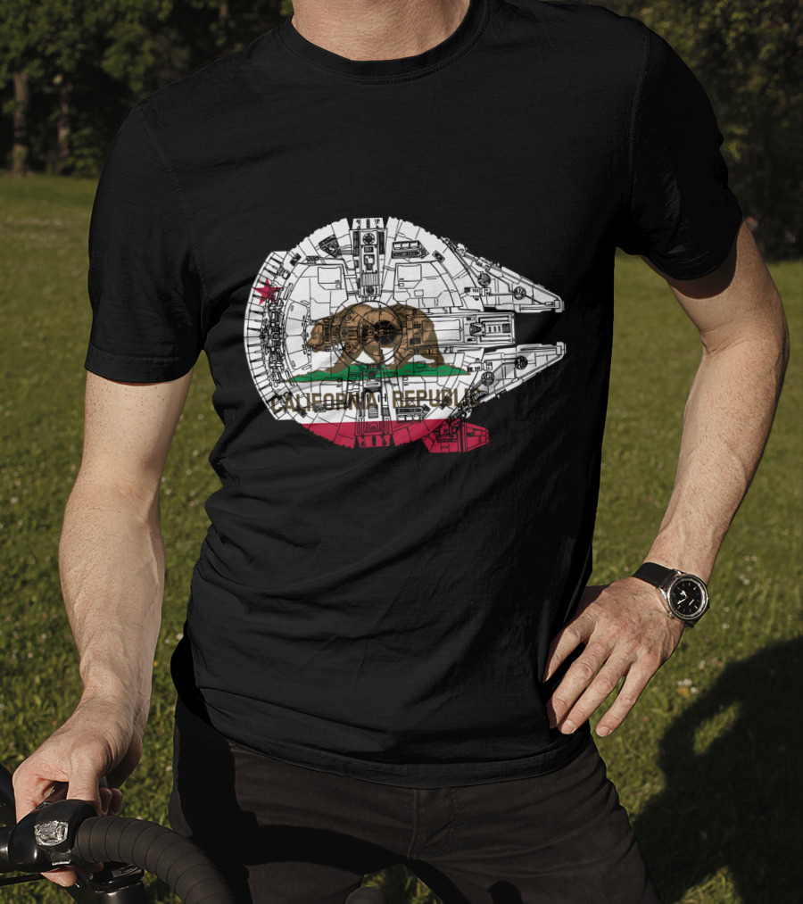 California Republic Bear And The Millennium Falcon Overlap T-Shirt