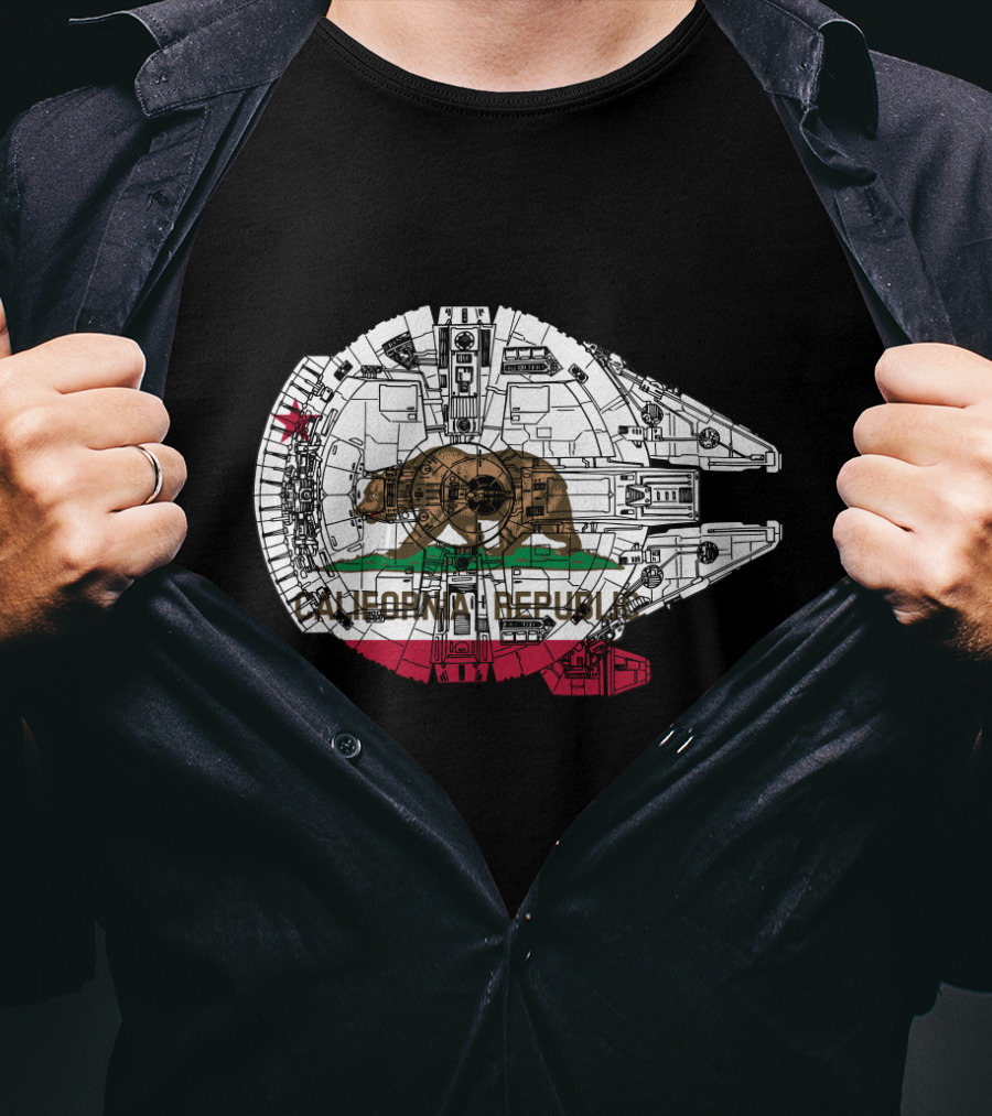 California Republic Bear And The Millennium Falcon Overlap T-Shirt