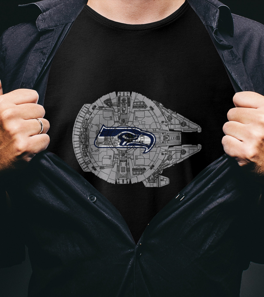 Seattle Seahawks Millennium Falcon Star Wars Mashup T-Shirt