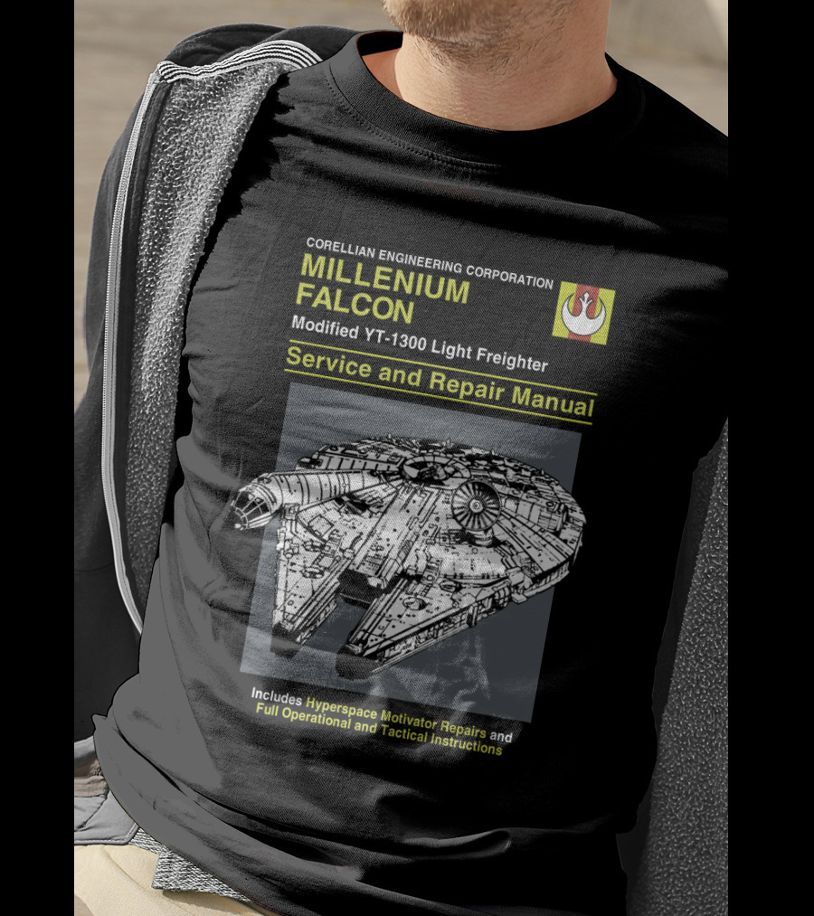 Corellian Engineering Corporation Millennium Falcon Modified YT-1300 Light Freighter Service And Repair Manual Star Wars T-Shirt
