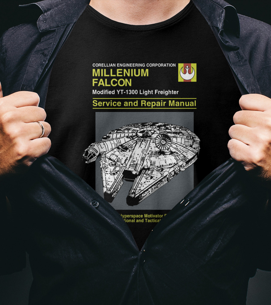 Corellian Engineering Corporation Millennium Falcon Modified YT-1300 Light Freighter Service And Repair Manual Star Wars T-Shirt