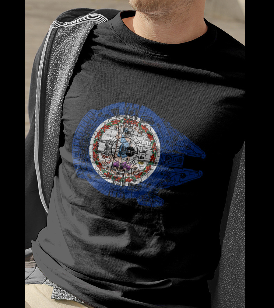 Virginia State Flag Emblem Inside Millennium Falcon T-Shirt