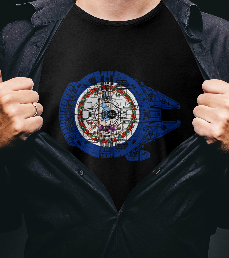 Virginia State Flag Emblem Inside Millennium Falcon T-Shirt