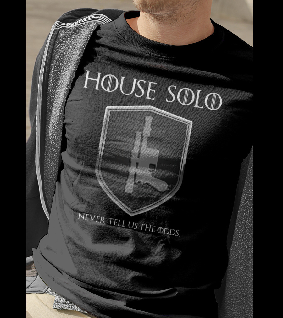 House Solo Never Tell Us The Odds Star Wars Shot First Han Solo T-Shirt