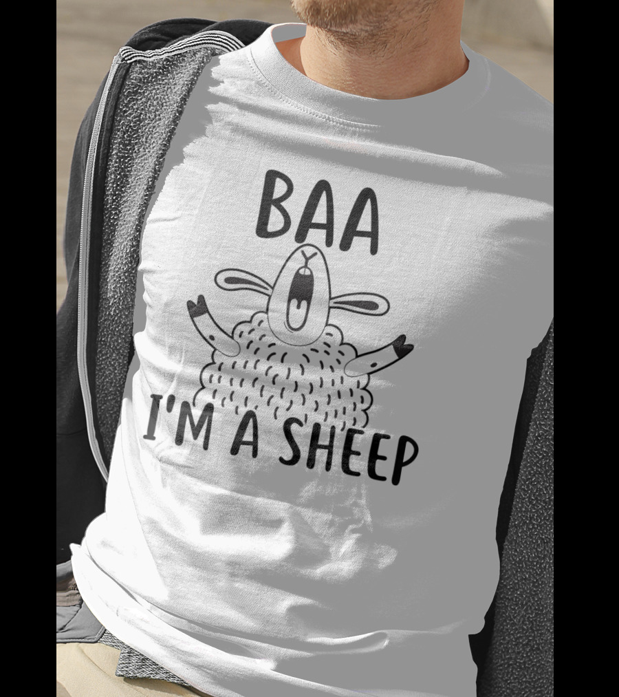 BAA I'M A SHEEP Cute Expressive Cartoon Sheep T-Shirt