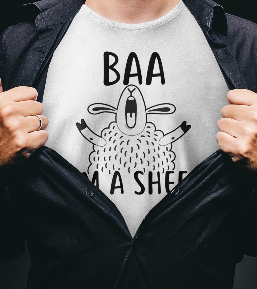 BAA I'M A SHEEP Cute Expressive Cartoon Sheep T-Shirt