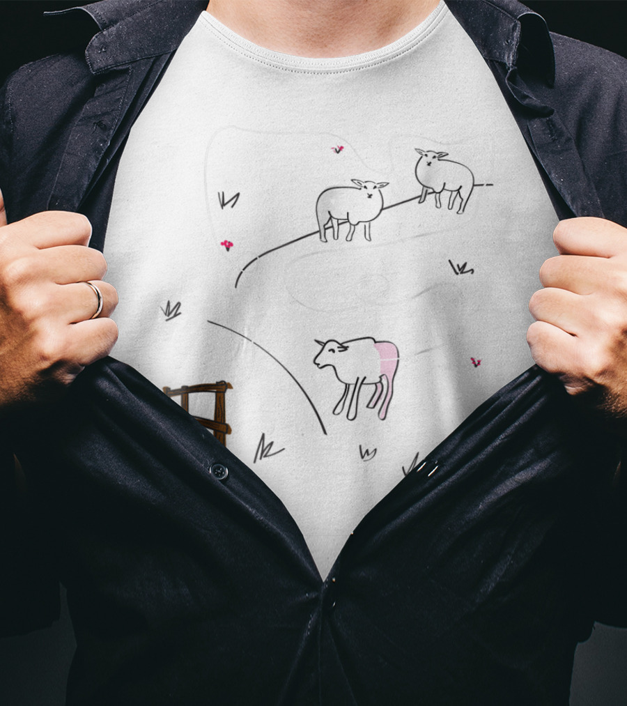 Funny Sheep With Yarn Trail And Knitting T-Shirt