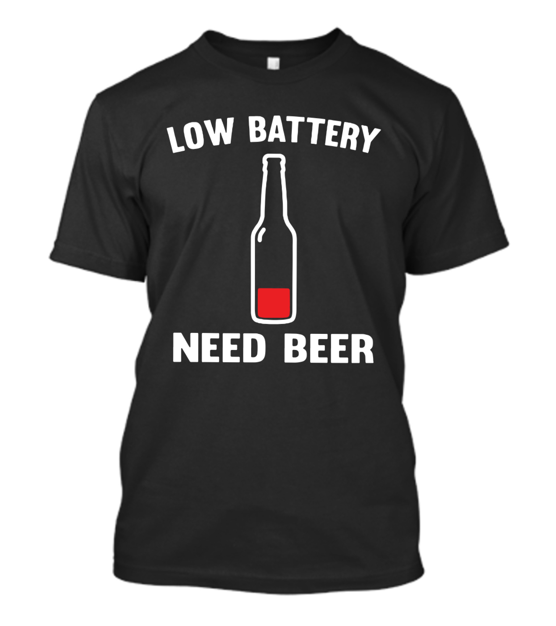 Low Battery Need Beer Funny For Beer Lovers Red Bottle T-Shirt