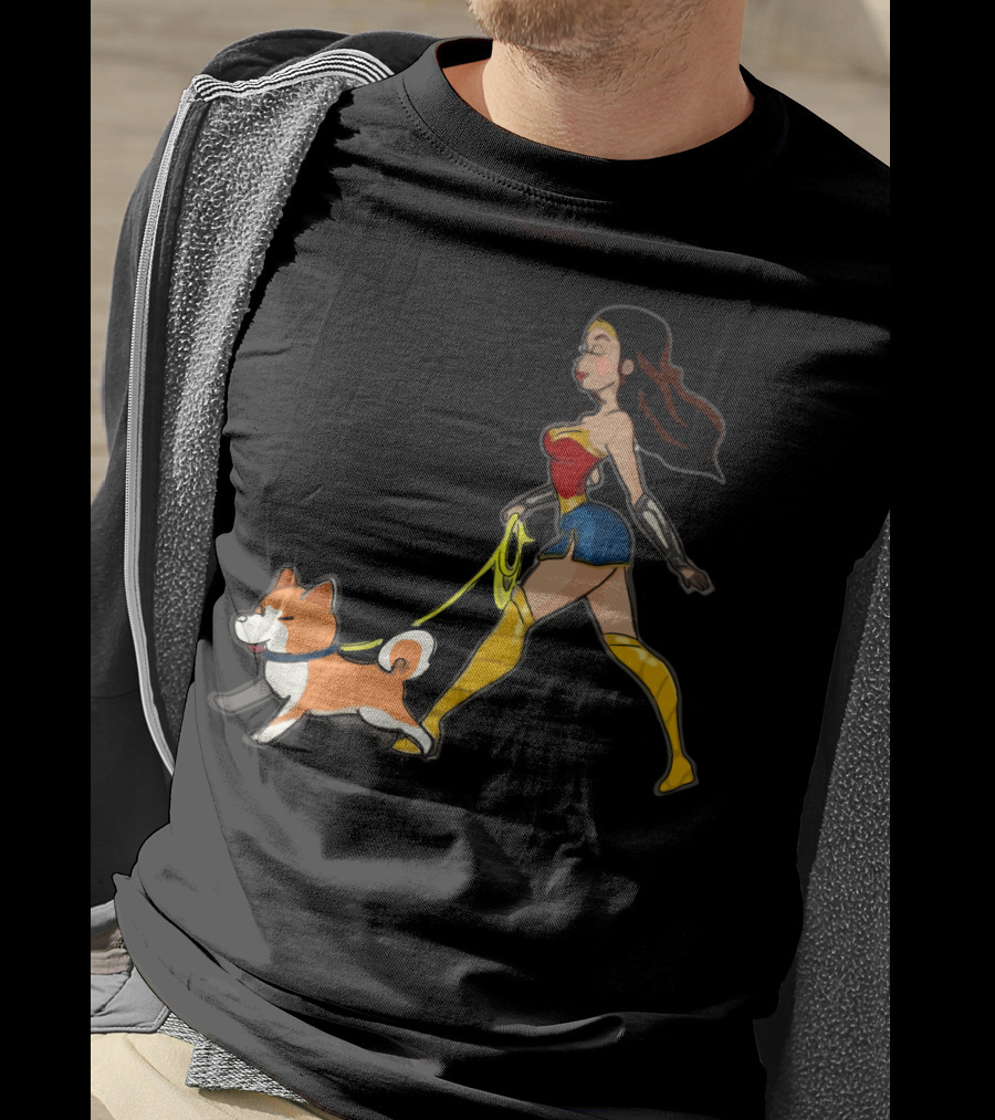 Walk With Akita Woman In Wonder T-Shirt