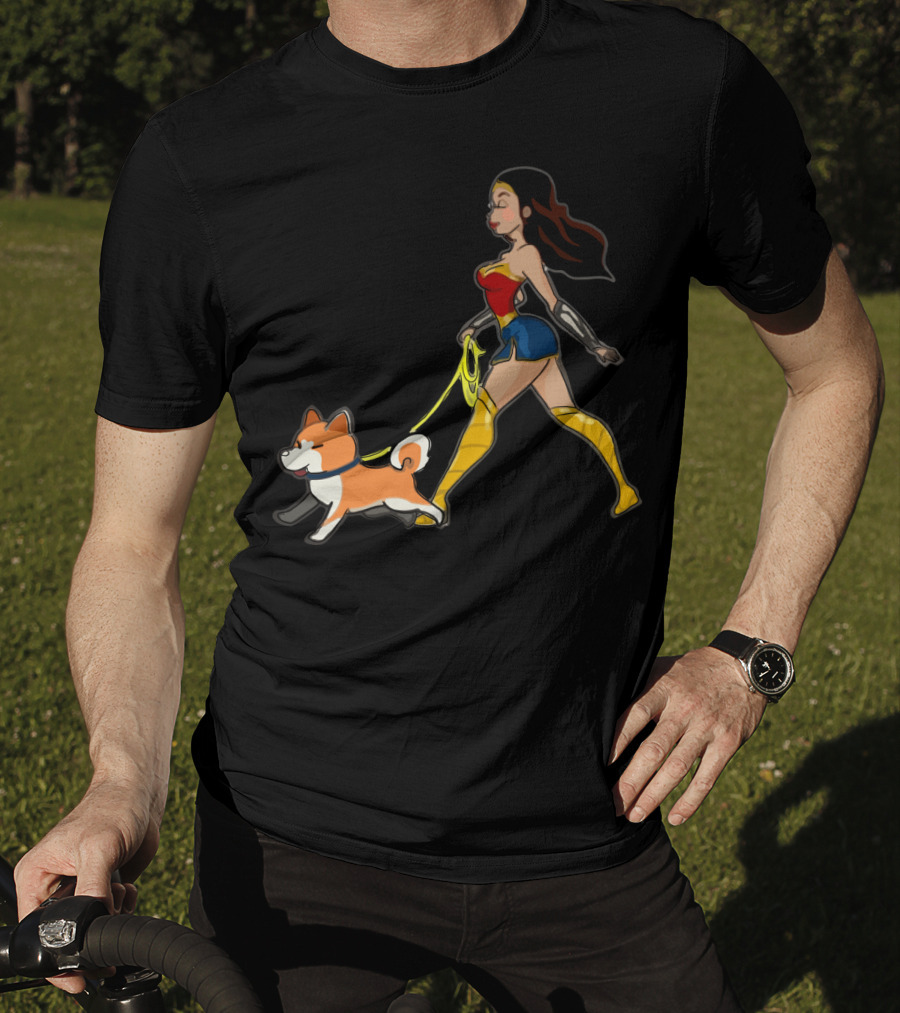 Walk With Akita Woman In Wonder T-Shirt