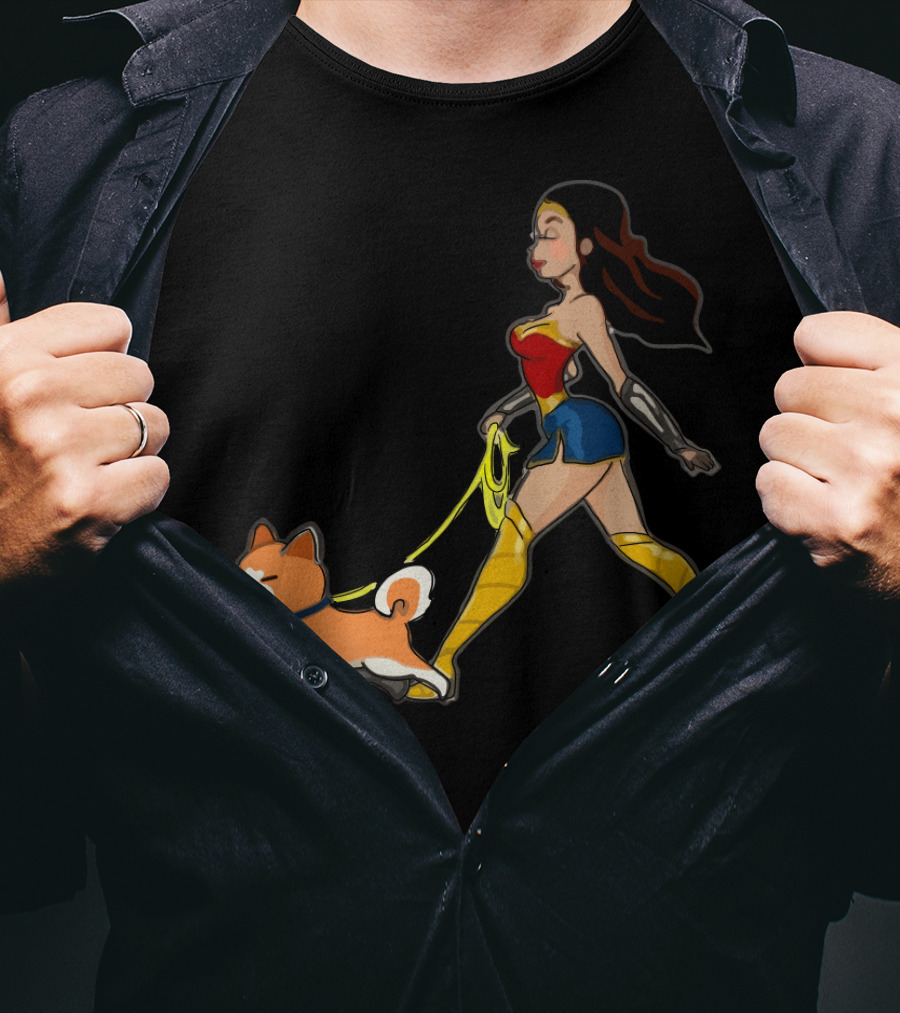 Walk With Akita Woman In Wonder T-Shirt