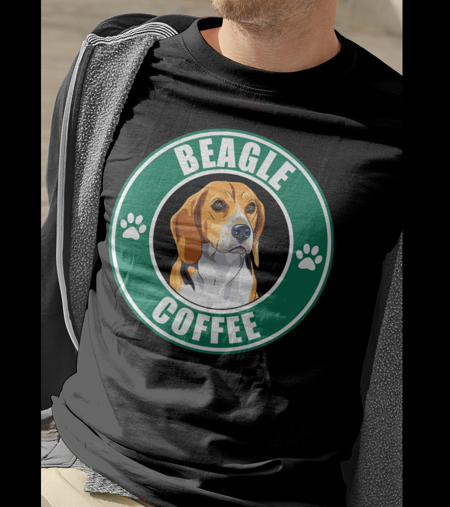 Beagle Coffee Paws Green Circle Beagle T-Shirt