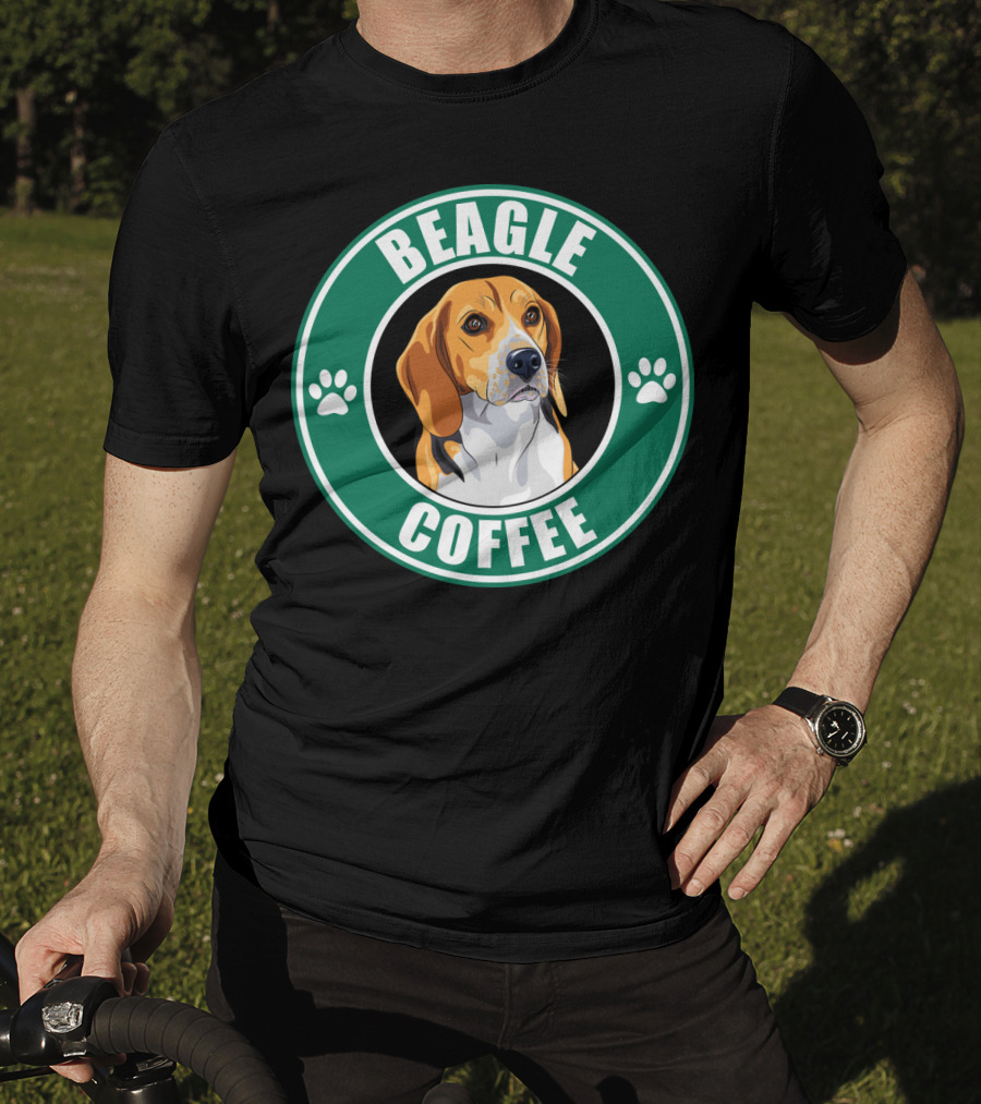 Beagle Coffee Paws Green Circle Beagle T-Shirt