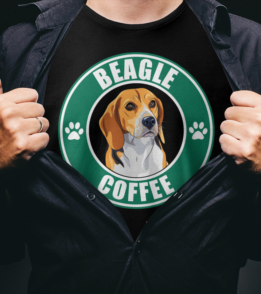 Beagle Coffee Paws Green Circle Beagle T-Shirt