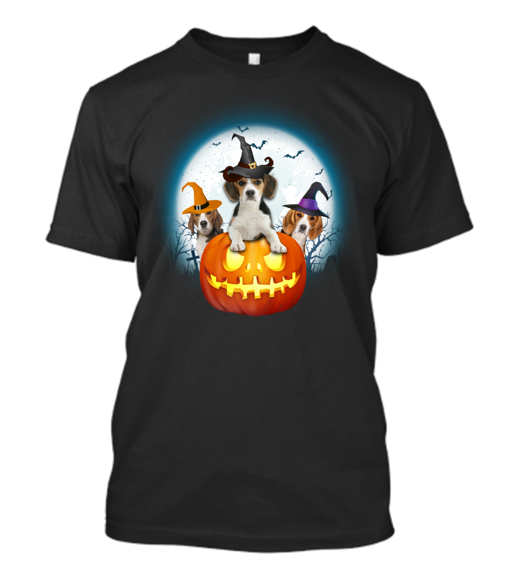 Beagle Pumpkin Halloween Witch Trio T-Shirt